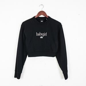 KITH Women's Aaliya Babygirl lynn Cropped Crew sweatshirt in black Small